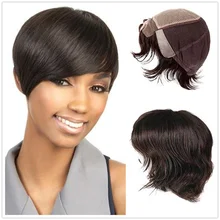 Hstonir Шелковый топ парик европейские волосы remy Pelucas De Mujer Pixie волнистые кружевные передние человеческие волосы парики кошерный парик G016