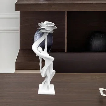 

New Dance Girl with Flower 3D Printed Sculpture Abstract Modern escultura Elegant Woman Statue Office Home Decor
