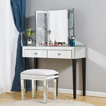 

Bedroom dressing table 3 folding crystal plate mirror dressing table entrance table corner several dressing table