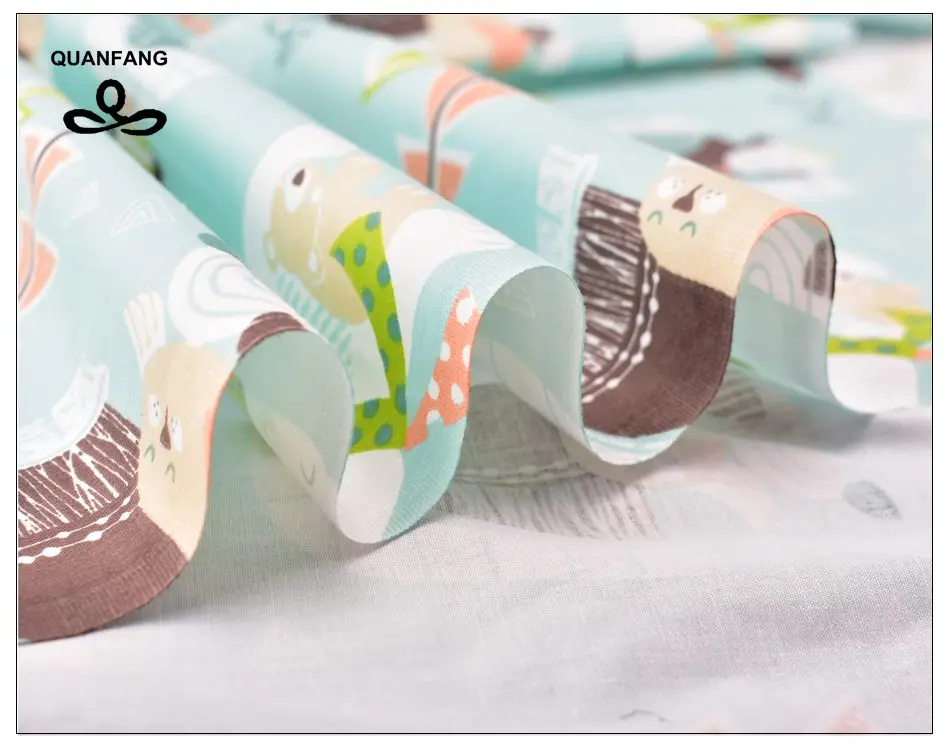 QUANFANG 7 шт./лот или 50x160 см/шт., саржевая хлопковая ткань с принтом для лоскутов, поделок, квилтинга, шитья ткани для детей