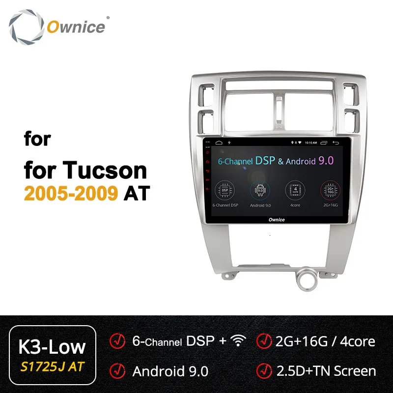 Ownice 10.1" Dvd Multimedia Player For Hyundai Tucson 2005 2006 2007 2008 2009 Car Android 9.0 System Radio Audio Gps Autoradio - Цвет: S1725-2 K3-Low