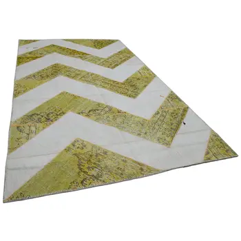 

200x320 Cm Yellow Handmade Modern Patchwork Rug-7x10 Ft