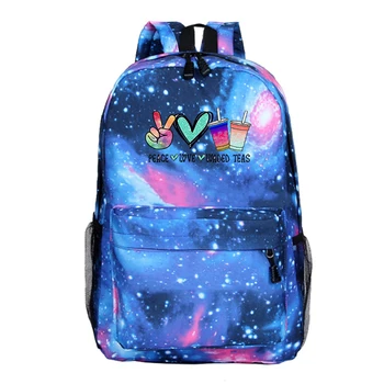 

Funny Peace Love Coffee Print Backpack Boys Girls Creative Graphic Bookbag Students Schoolbag High Capacity Teenager Travel Bag