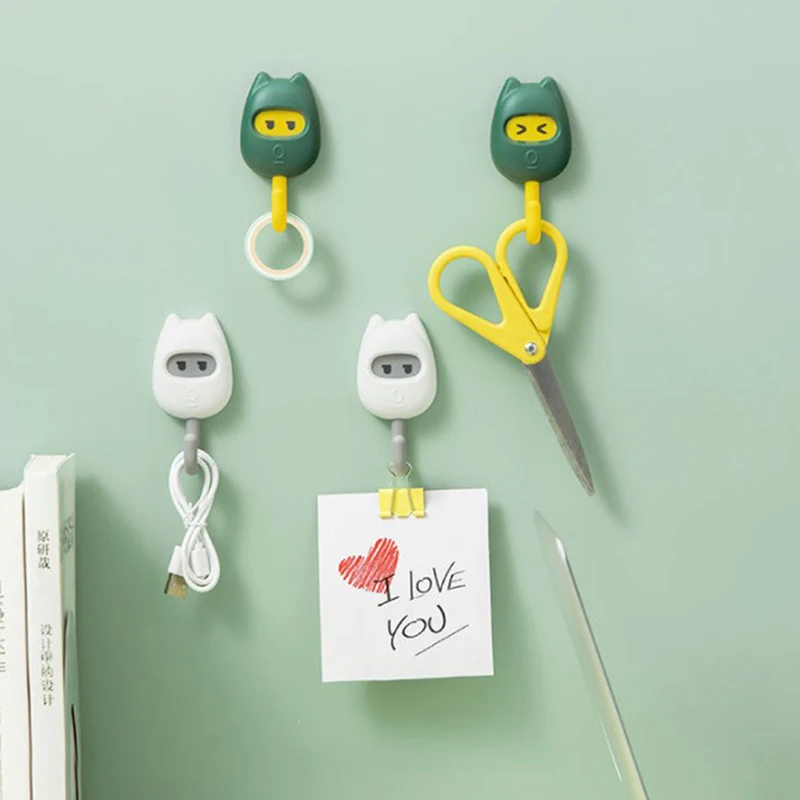 3/6 pieces of cute creative sticker hooks, perforated wall stickers seamless hooks, key holders