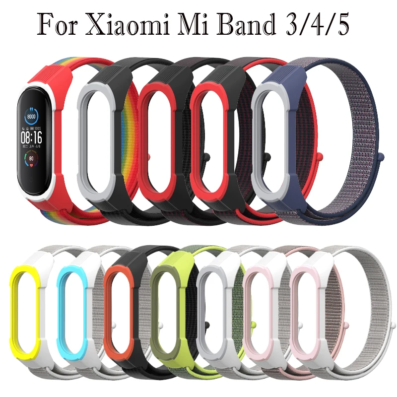 Для Xiaomi Mi Band 5 ремешок из нейлона цветной для 4 Замена браслета 3 регулируемые