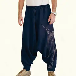 Модные штаны-шаровары мужские винтажные брюки в стиле хип-хоп с заниженным шаговым швом тренировочные брюки-карандаши с принтом