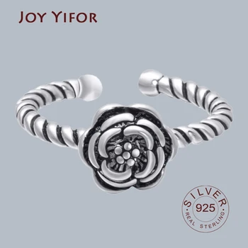 

s925 Sterling Silver Rings for Women vantage rose Geometric 925 Silver Wedding Fine Jewelry Minimalist Gift