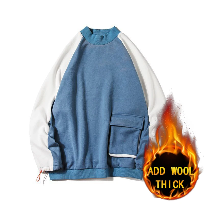 

New Autumn Winter Sweatshirts Plush Harajuku Minimalist Solid Color Design Style Pullover with Warmth Loose Fit Jogging