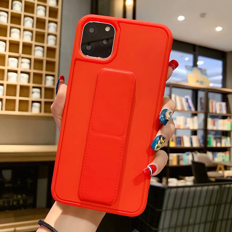 IK52-ZDZJRedZD SoCouple ремешок на руку силиконовый чехол для iphone 11 Pro Max X XS Max XR 6 6S 7 8 plus матовый карамельный цвет держатель для телефона чехол - Цвет: IK52-ZDZJRedZD