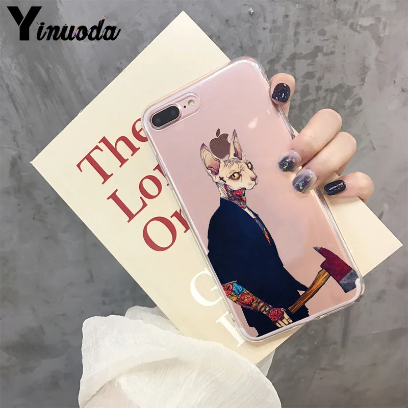 Yinuoda sphynx cat 2018 новый роскошный модный Чехол для мобильного телефона iPhone 8 7 6 6S Plus X XS