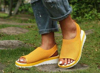 

Plus size 35-44 Women Sandals Female Shoes Woman Summer Wedge Comfortable Sandals Ladies Slip-on Flat Sandals