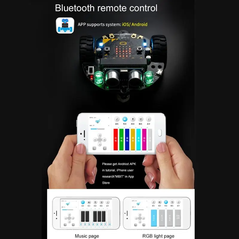 1 Набор микро: бит графическое Программирование робот Мобильная платформа умный автомобиль V4.0 поддержка линии патруль окружающий светильник аксессуары