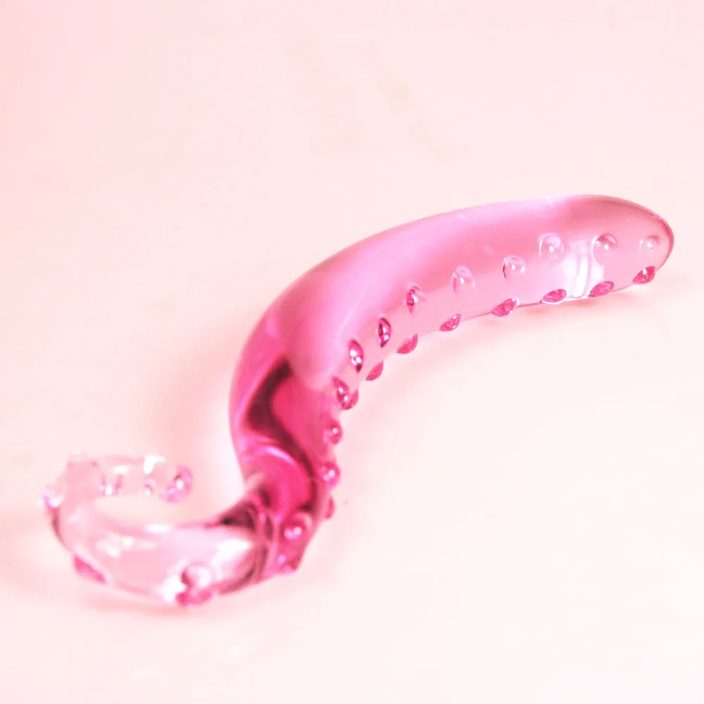 20cm Pink Glass Butt Plug Hippocampus Anal Dildo Tentacle Textured Sex Toys Vagina G-spot Adult Product for Women prostate