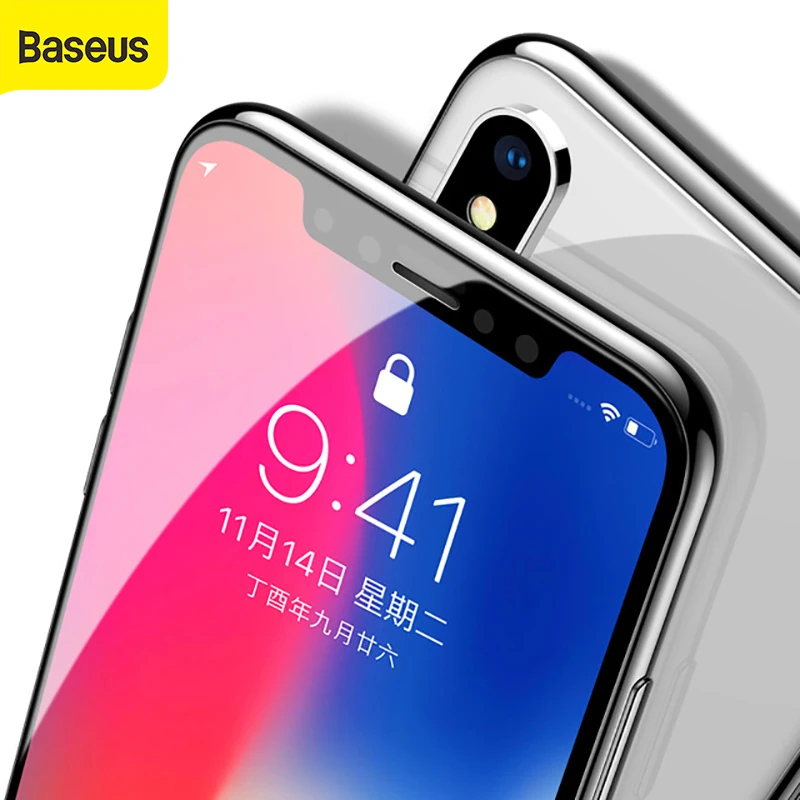 Защитное стекло Baseus закаленное 0 3 мм для iPhone X 10 3D|tempered glass screen protector|glass protectorscreen
