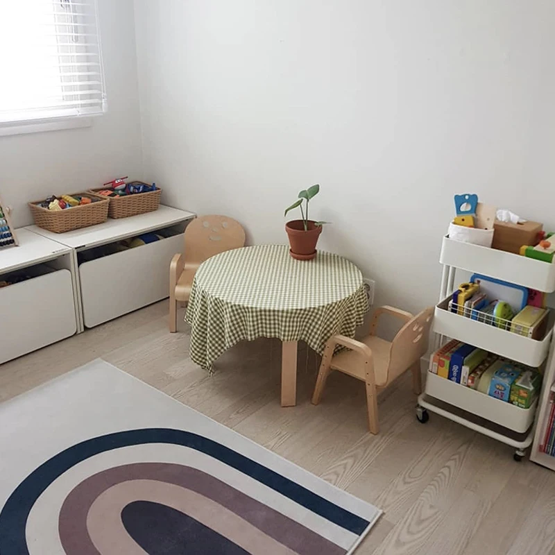 Радужный Детский напольный коврик Tapete Quarto Противоскользящий Boho детский игровой коврик Детская комната Декор животик время ковры для спальни