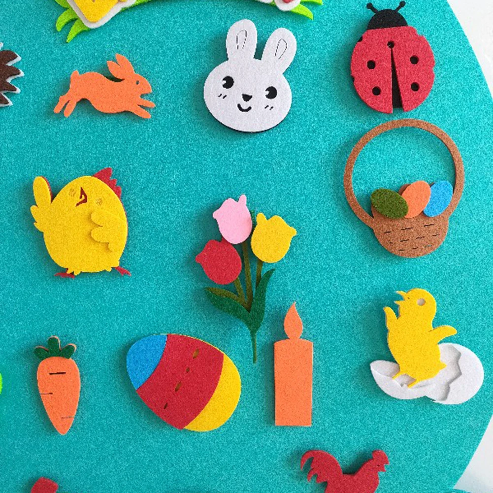 

Easter DIY Felt Bunny Set with Detachable Alphabet Easter Ornament Kids Easter Gift for Home Door Wall Decoration