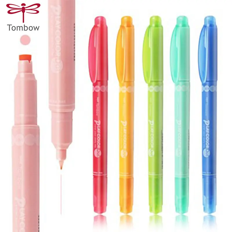 

Tombow Highlighter Pen WS-PD PlayColor DOT Seal Marker Pen Double-head Round Tip12 Colors Japanese Stationery 1Pcs