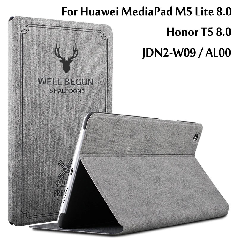 

Case for Huawei MediaPad M5 Lite 8 JDN2-W09/AL00 8.0" Slim Flip Stand PU Leather Case Cover for Huawei Honor T5 8.0 Tablet Funda