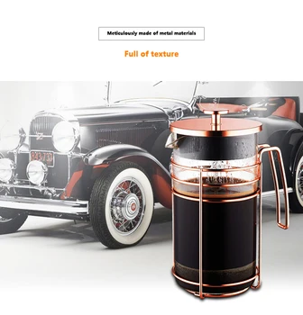 

French Press, 3 Level Filtration System High Borosilicate Glass Coffee Maker with Chrome Plated Metal Bracket 1000ml