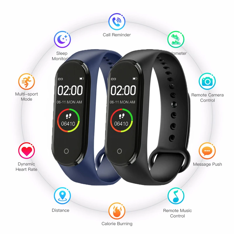

Digital watch M4 Sport Watch Heart Rate Blood Pressure Monitoring Male And Female Pedometer Bluetooth Anti-lost Cable Cell Phone