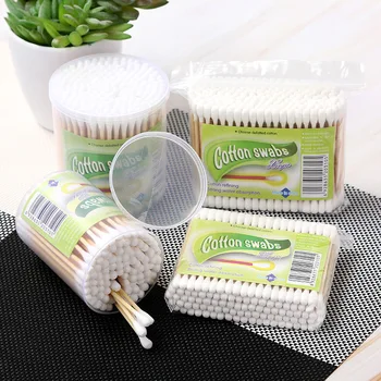 

100/180pcs Makeup Cotton Swabs Double-headed Wooden Stick Cotton Swabs Boxed Bagged Sticks Cosmetic Cotton Sticks Beauty Tools