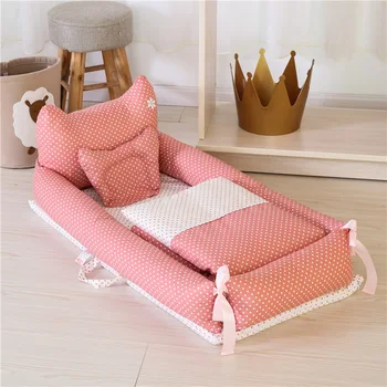 

Baby Nest Newborn Baby Nest Bed Portable Crib Travel Bed Coton With Quilt Baby Lounge Bassinet Bumper with Pillow Cushion