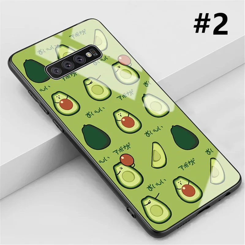 Чехол из BONVAN стекла для samsung Galaxy S8, S9, S10 Plus, Lite, S10e, мультяшный жесткий чехол для samsung Note 8, 9, 10 Plus, чехол с авокадо, Couqe - Цвет: 02