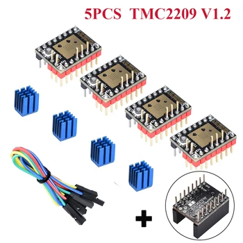 

5PC BIGTREETECH TMC2209 V1.2 Stepper Motor Driver UART+5pc Protector 3D Printer Parts TMC2208 Ramps 1.4 SKR V1.4 Turbo MKS Board