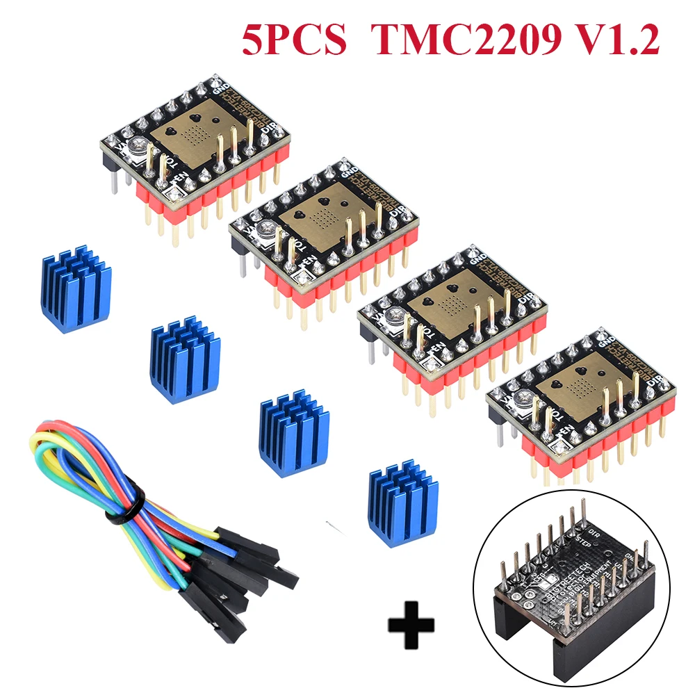 Драйвер BIGTREETECH TMC2209 V1.2 для шагового двигателя UART 5 шт. защита 3D принтера детали TMC2208