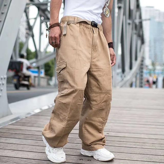 Fashion (Dark Grey)Trendy Loose Baggy Cargo Pants Men Casual Hiphop Harem  Cotton Straight Trousers Wide Leg Plus Size Streetwear Clothing ACU @ Best  Price Online