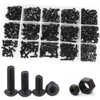 

Hex Button Head Machine Screw Thread Metric Mushroom Hexagon Socket Cap Bolt Nut Alloy Steel Black Assortment Kit Set M3 M4 M5