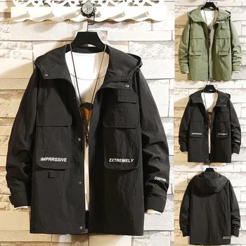 

Men's Autumn Winter Casual Fashion Patchwork Hoodie Multi-Pockets Outwear Coatstranger Things Hoodies Pokemon Tactical