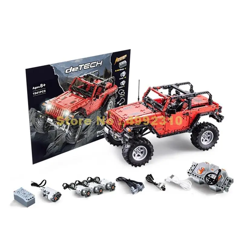 

c61006 1941pcs technic jeep wrangler adventurer led rc motor function building block Bricks Toy