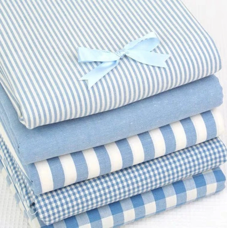 Linen Cotton Fabric Cloth For Patchwork Quilting Grid Fabrics DIY Bags Baby Clothing Dress Handmade Sewing Textile Materials | Дом и сад