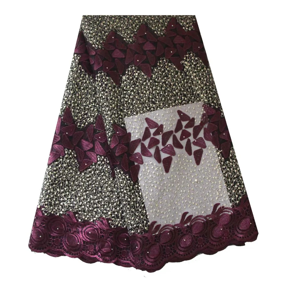 Purple french lace fabric