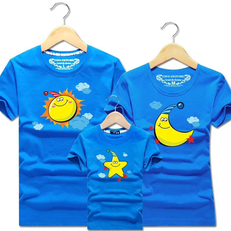 

Moon Star T-shirts Cotton Short Sleeve Father Mother Parent-child Clothing Family Matching Outfits Gifts for Kids Dropshipping