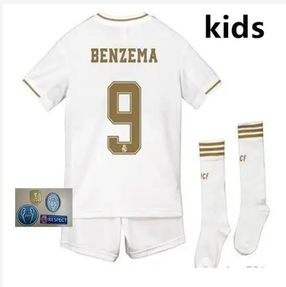 Real Madrides/детская трикотажная одежда,, Real Madrides, Детский комплект+ носки, Футбольная Футболка, домашняя одежда, 3RD Hazard 19 20, Детская футбольная рубашка - Цвет: kids