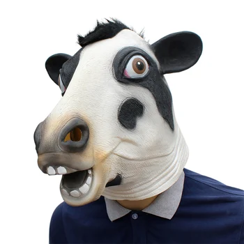 

Animal Cosplay Mask Deluxe Halloween Costume Party Performance Latex Super Cow Head Mask Roomy Fit Any Child