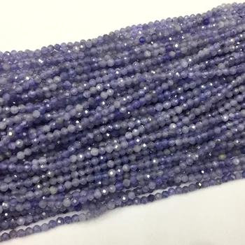 

Genuine Natural Clear Blue Tanzanite Faceted Round Small Necklace Bracelets Beads 2-4mm 15" 06211