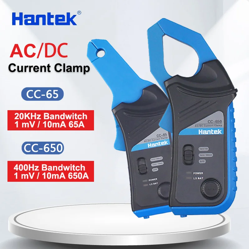 Medidor atual cc65 cc650 da braçadeira de hantek ac/dc para o osciloscópio 400hz largura de banda 1mv/10ma 650a CC-650 com bnc/conector tipo banana