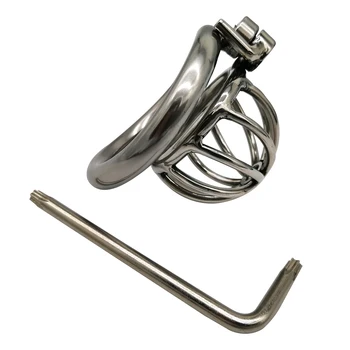 Screw Lock Ergonomic Design Stainless Steel Male Chastity Device Super Small Cock Cage Penis lock Cock Ring Chastity Belt S070 4