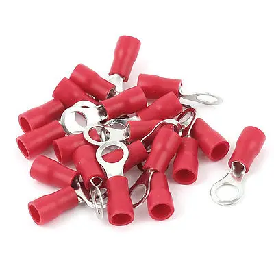 

20 Pcs 2-5S Insulated Wire Connector Ring Crimp Terminal Red 16-14AWG