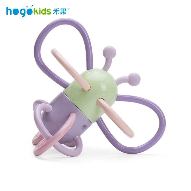 Hogokids, Прорезыватель для зубов для малышей, подарок для душа, Мультяшные животные, силиконовый прорезыватель, пищевая игрушка для кормления детей, бабочка - Цвет: H41-159-purple