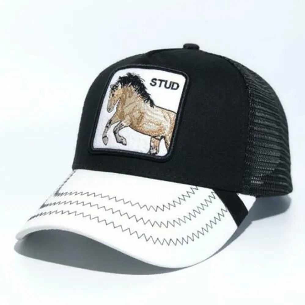 Новинка, летняя кепка для водителя грузовика, сетчатая бейсболка, хип-хоп кепка для мужчин, бейсболка с вышивкой, Шипованная, белая, Черная