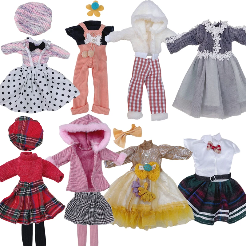 1/6 Bjd DOLL Clothes 30cm Toys Accessories Student Wear Plaid Skirt Fashion Dress Up With Hat Clothes For Girl Princess Dress