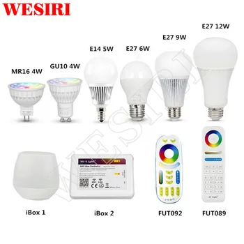 

Milight 2.4G Wireless Smart LED Bulb 4W 5W 6W 9W 12W GU10 E27 MR16 RGB+CCT LED Bulb & 4-Zone RF Remote & WiFi iBox Controller