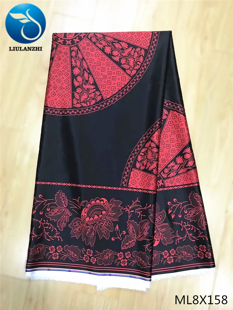 

LIULANZHI african silk wax fabrics 2019 Latest prints satin fabric 5yards nigerian satin fabric for clothes ML8X