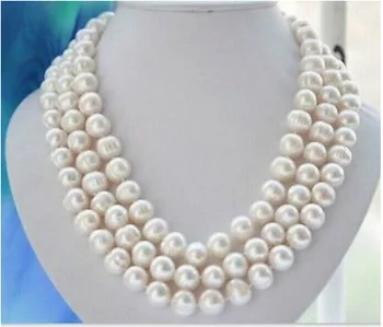 

beautiful 9-10mm south sea baroque white pearl necklace 48inch