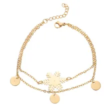 Корейская мода, Женский Мори свежий Снежинка из нержавеющей стали, двухслойный браслет, снежинка, ручная бижутерия