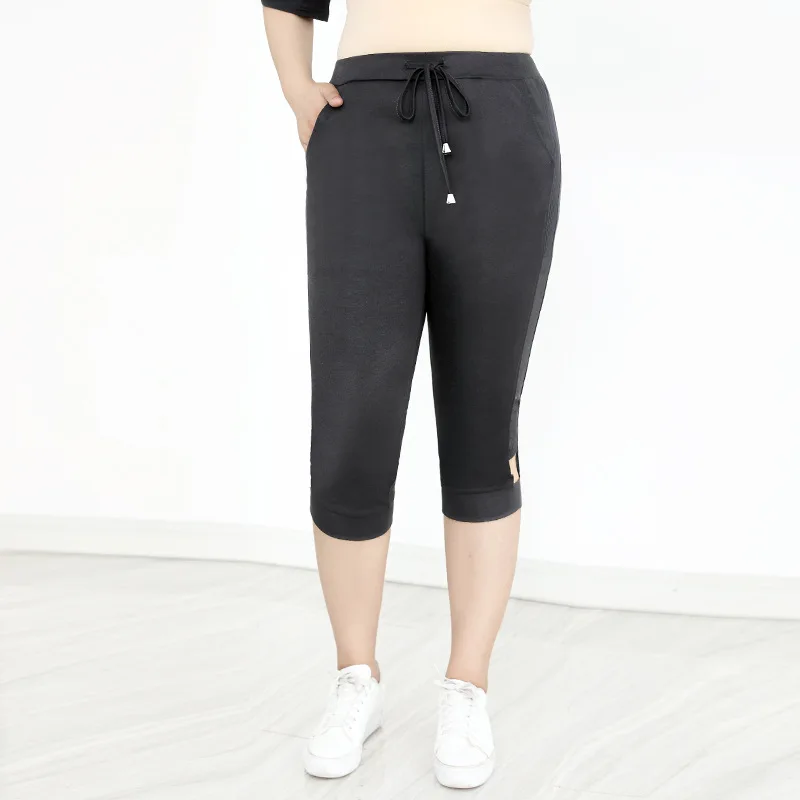 

4XL To 10XL Oversize Women Joggers High Waist Elastic Calf Length Pencil Pants Women Oversize Casual Pants T20605